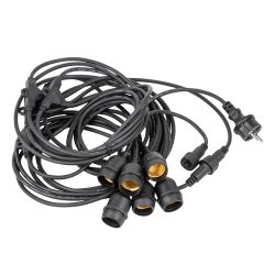 UDL-K230 6-E27-5M IP54 BLACK BELT-LIGHT GREENHOUSE Гирлянда для освещения теплиц. 5м + 3м сетевой шнур. 6 подвесов 1м с патроном E27. шаг 100см. Чёрная. TM Uniel