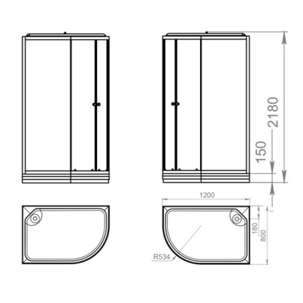 Душевая кабина DomaniSpa Delight128 Slim L 1200*800*2180, низкий поддон, сатин матированное стекло, задняя белая стеклянная панель, без электрики
