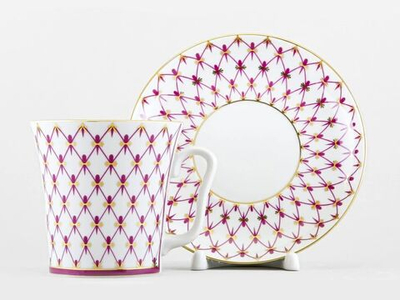 Бокал с блюдцем форма Ленинградский рисунок Сетка-Блюз 2 арт. 81.24769.00.1