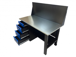 Верстак инструментальный GWT-V1400BL1 Great Wolf, 4 ящика, с экраном, 1400x700