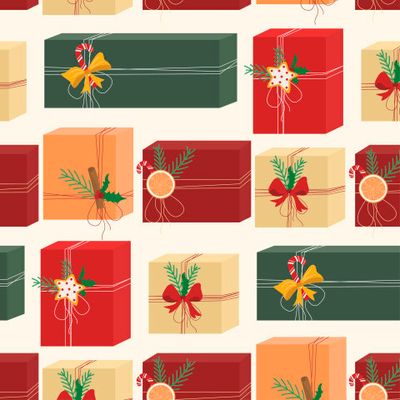 Новогодний паттерн подарочные коробки