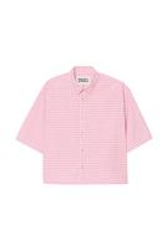 ZARA X BENITO ANTONIO РУБАШКА С ОТЛОЖНЫМ ВОРОТНИКОМ, РОЗОВЫЙ/БЕЛЫЙ