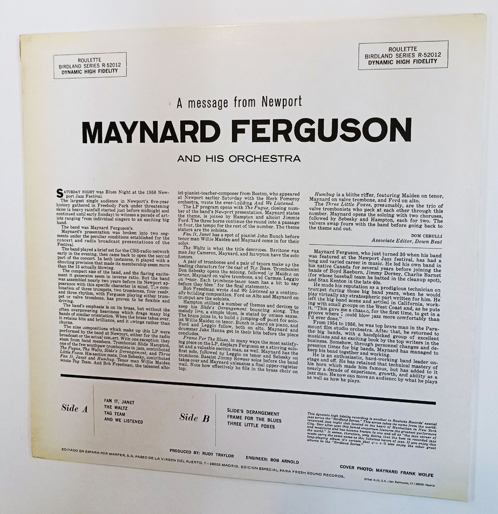 Винтажная виниловая пластинка LP Maynard Ferguson A Message From Newport (Spain)