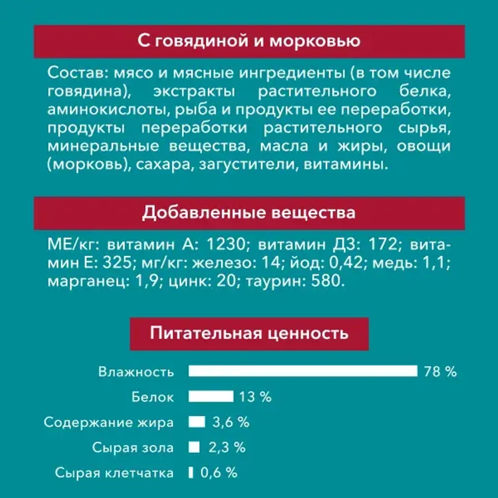 Говядина с морковью, 75г влажный корм для кошек для стерилизованных, Purina ONE