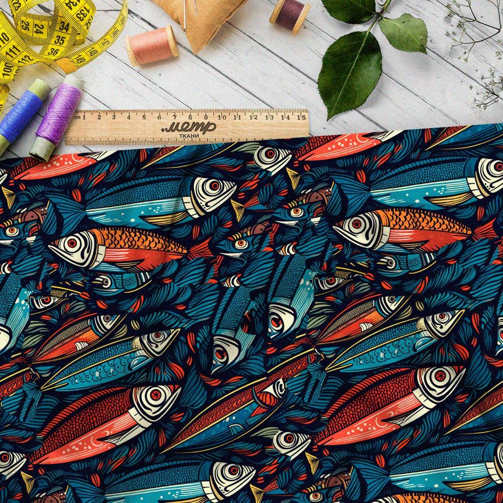 Ткань Ниагара Софт фантазийные рыбы