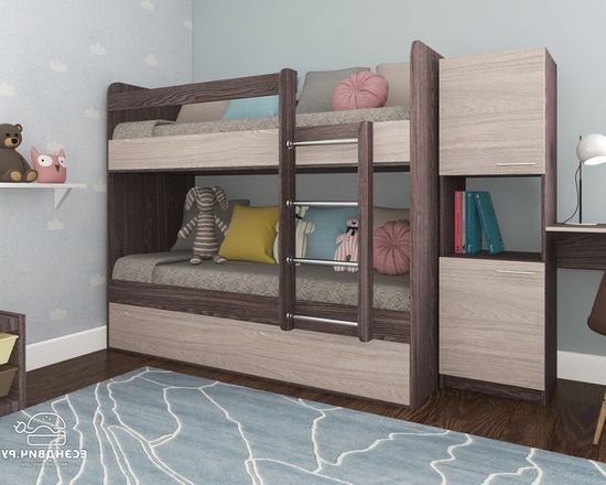 Кровать ОНТАРИО-1-2000-800 /2032*1704*952/ правая анкор темный / анкор светлый