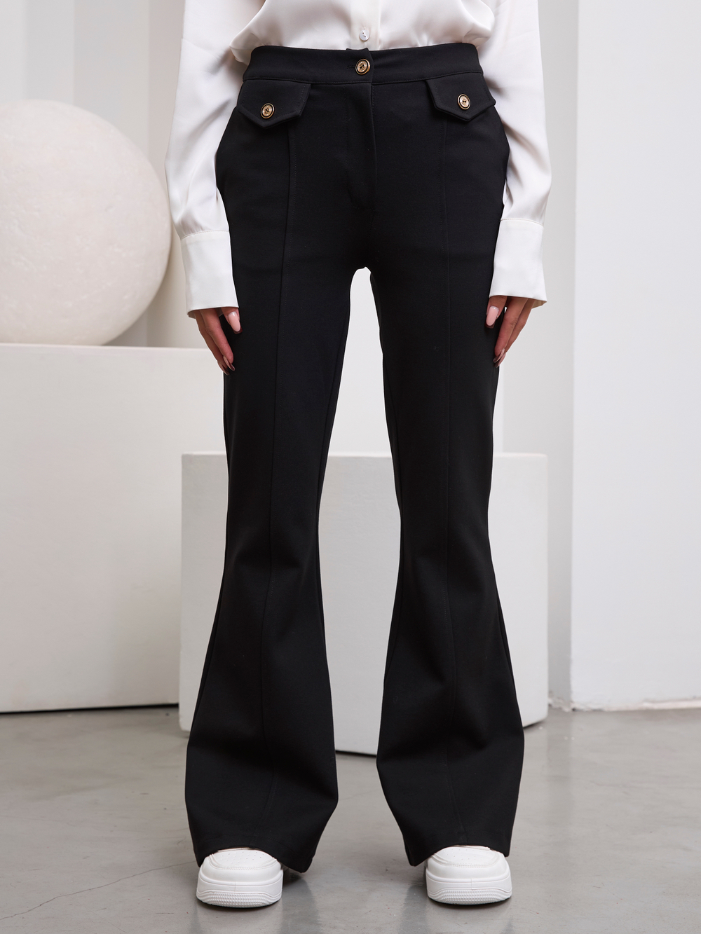 Брюки классические для девочки клёш чёрные