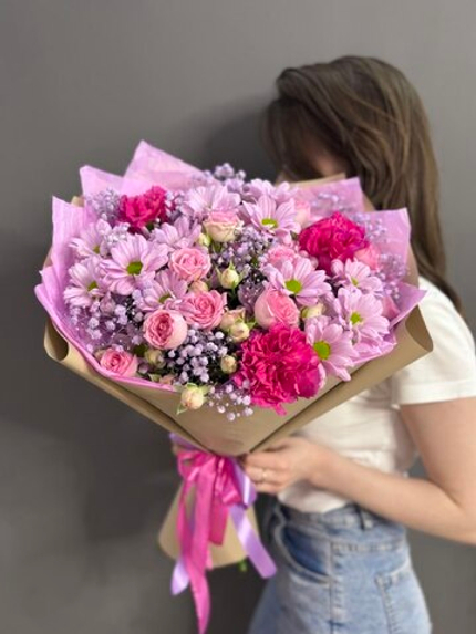 Авторский букет в розовой гамме