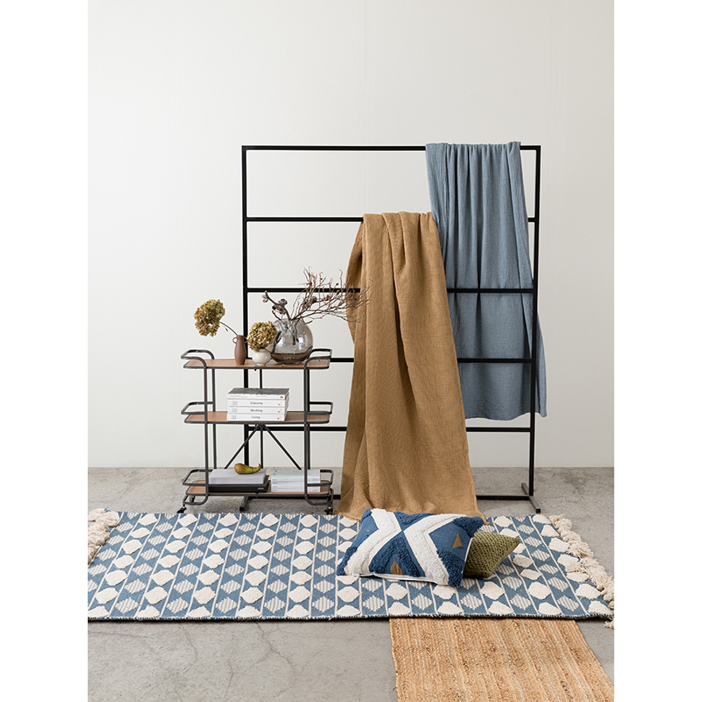 Ковер из хлопка синего цвета Argyle Ethnic 70х160 см