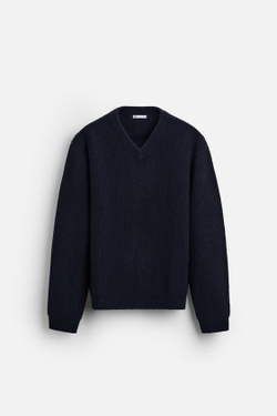 ZARA СВИТЕР ИЗ 100% ШЕРСТИ, МОРСКОЙ СИНИЙ