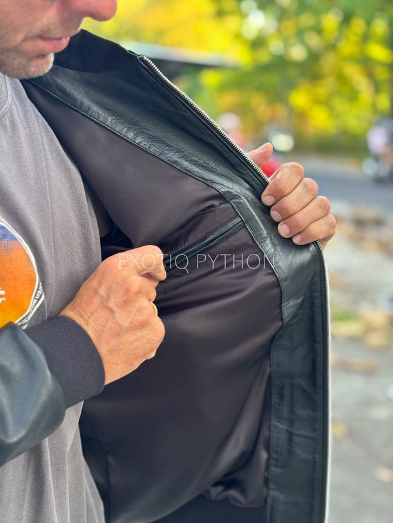 Мужская куртка бомбер из кожи ягненка JT-125