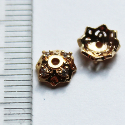 Шапочки с цирконами люкс  позолота 7мм