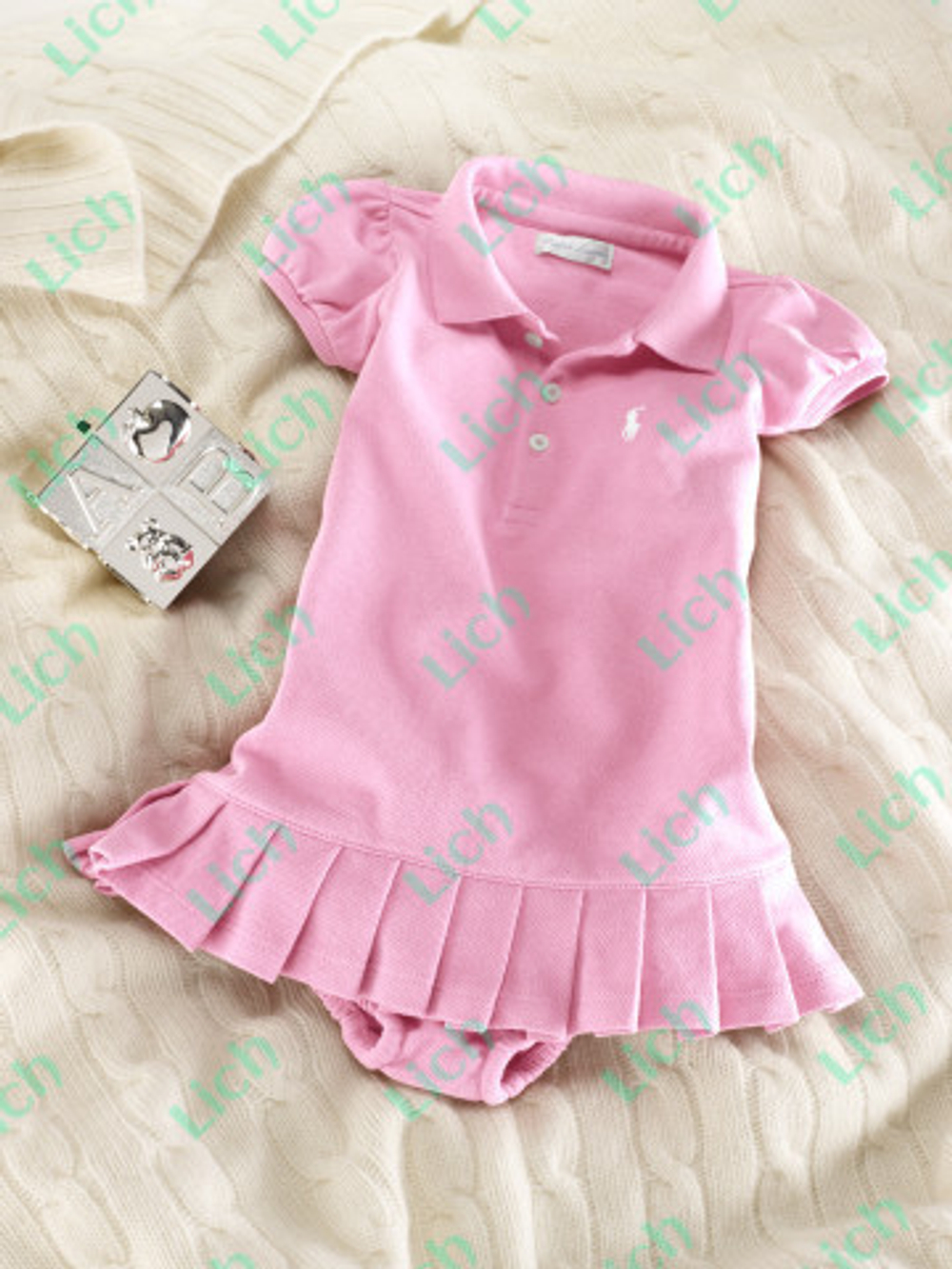 Костюм детский однотонный из платья-поло и трусиков