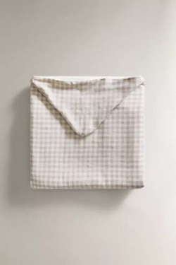 ZARA HOME ПОЛОТЕНЦЕ С КАПЮШОНОМ В КЛЕТКУ ДЛЯ ДЕТЕЙ, СИНИЙ