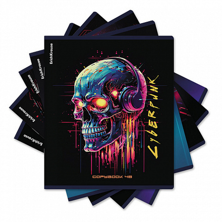 Тетрадь А5 48л кл. Erich Krause "Cyberpunk", металлизир.ламинация+твин-лак MIX-PACK