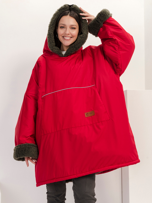 Худи женское оверсайз на меху из натуральной овечьей шерсти