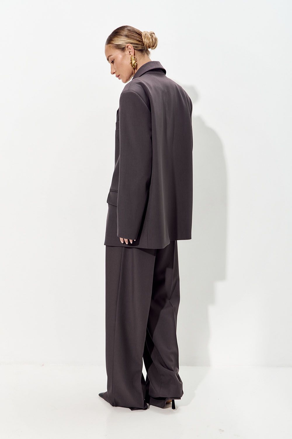 Пиджак свободный костюмный графитового цвета