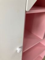 Шкаф-стеллаж Домик МДФ розовый/белый