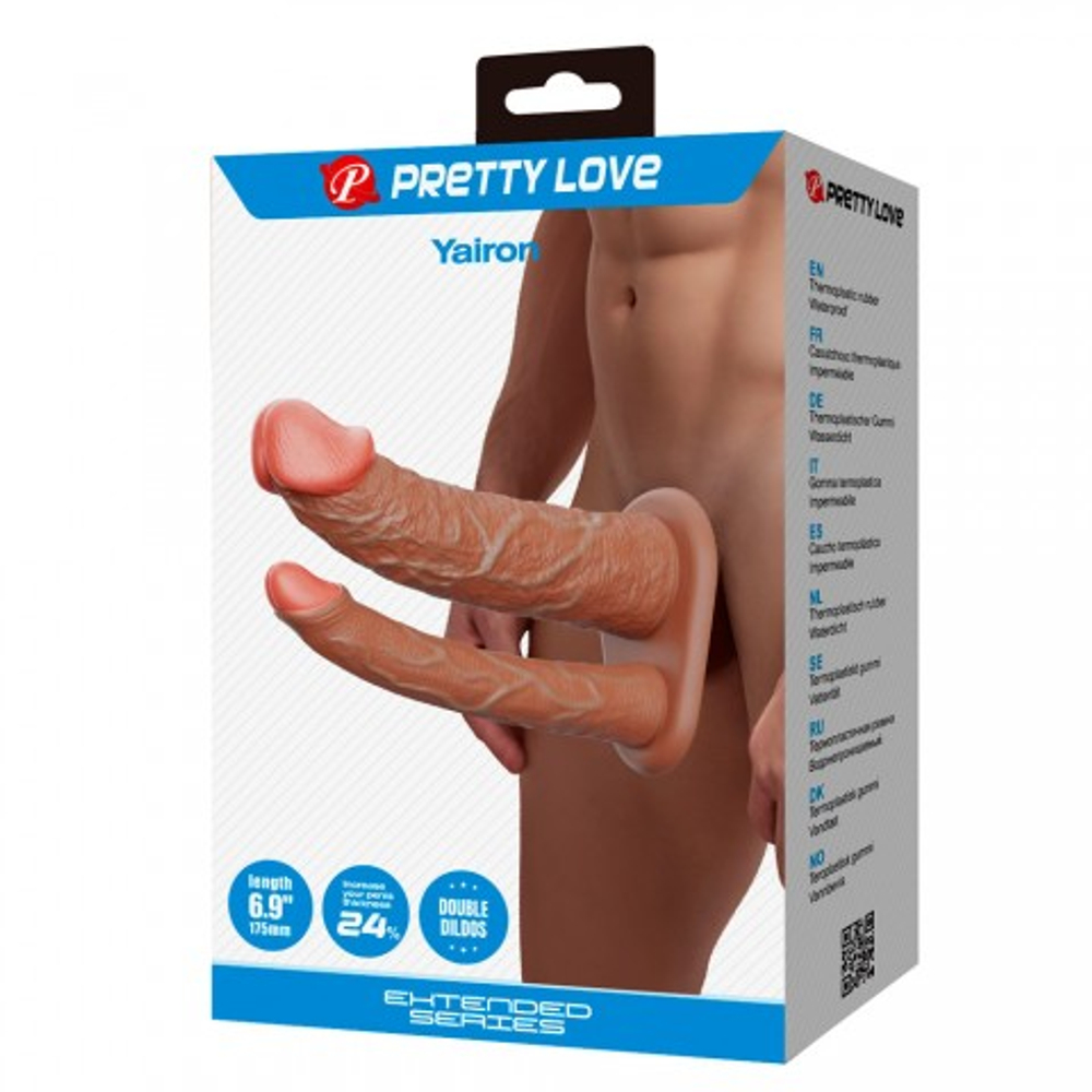 Двойная насадка на пенис Yairon, 17,5 см, телесная