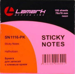 Бумага самокл. 76x76, неон розовая (Lamark)