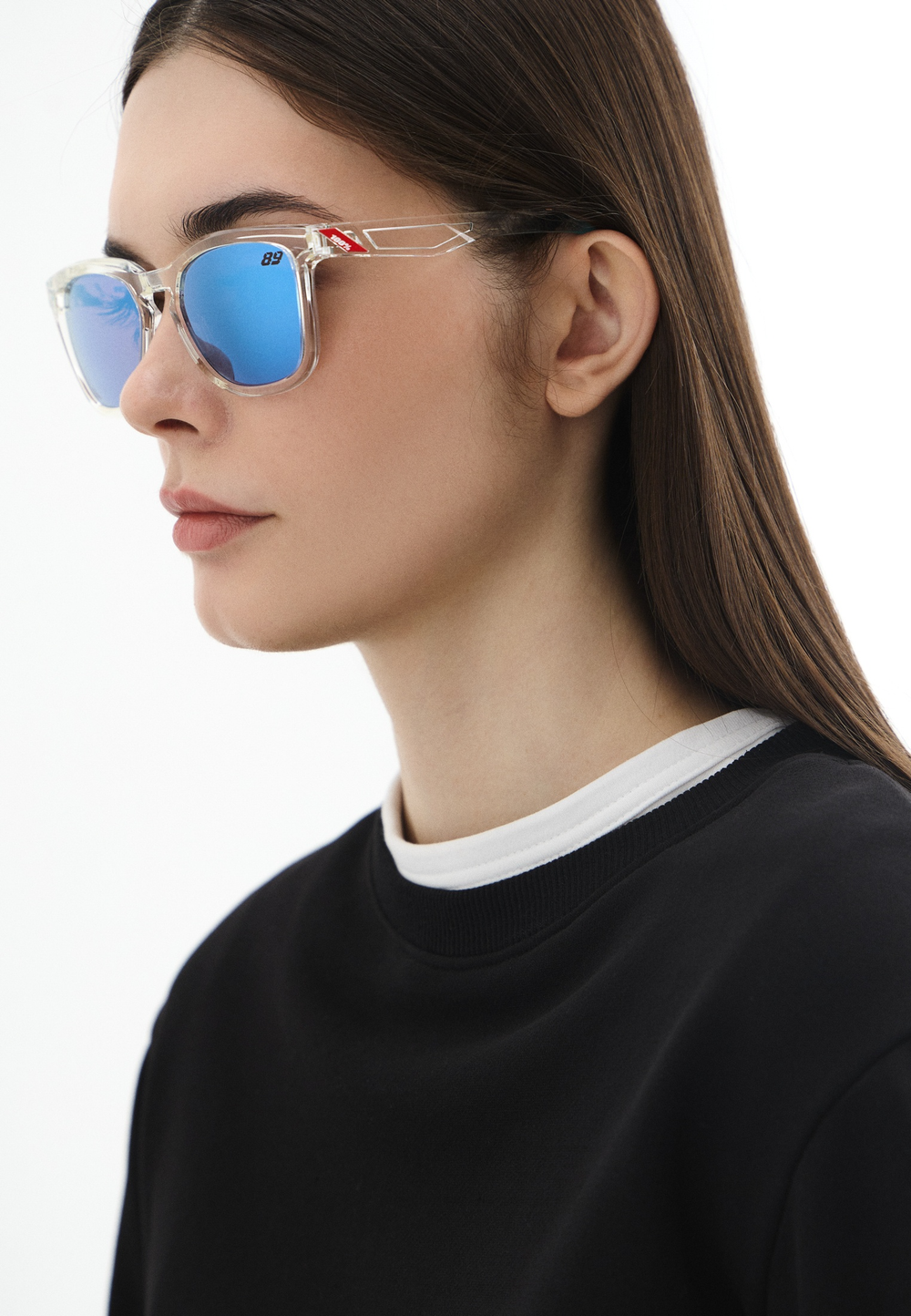 Спортивные очки 100% HUDSON - Jorge Martin SE Polished Clear - HiPER Blue Multilayer Mirror Lens