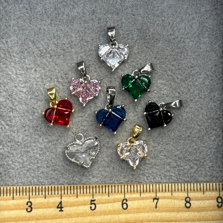 Подвеска люкс (Корея) сердце с камнем ассорти 0168