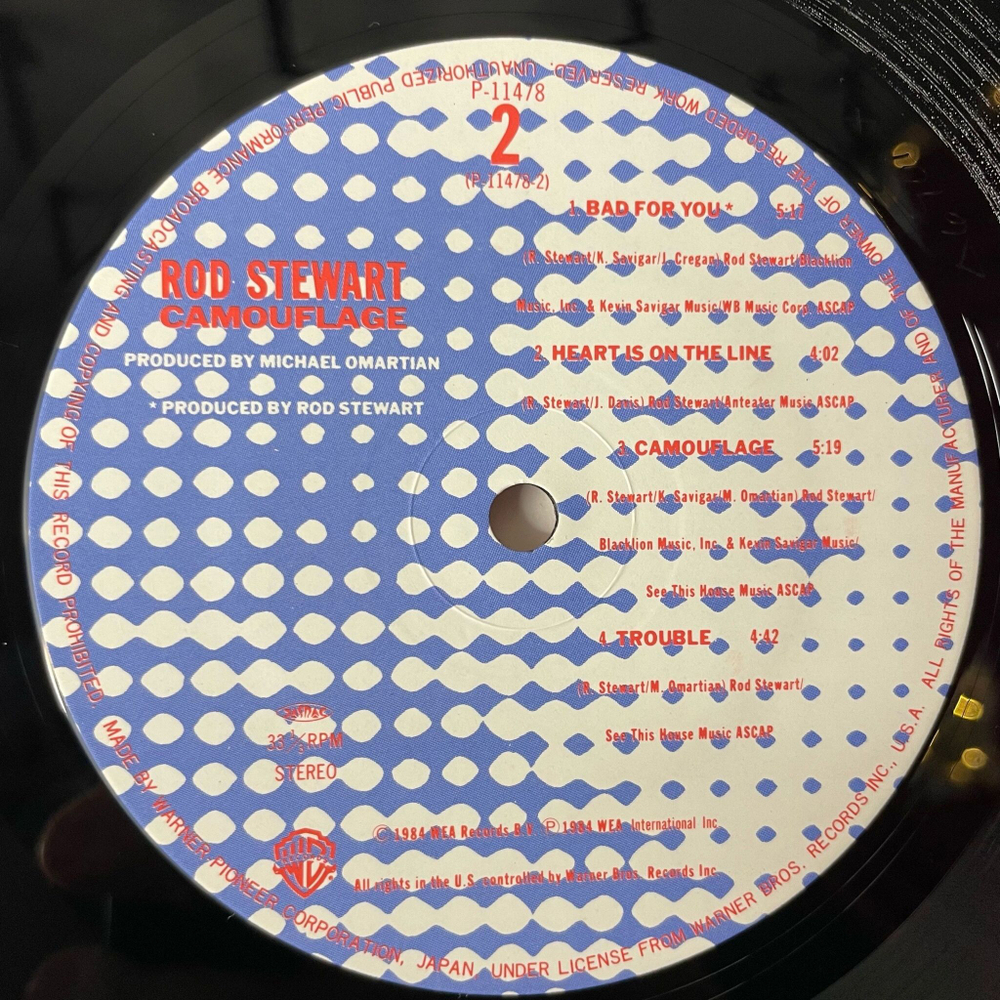 Винтажная виниловая пластинка LP Rod Stewart Camouflage (Japan 1984) (Obi) Heart Is On The Line