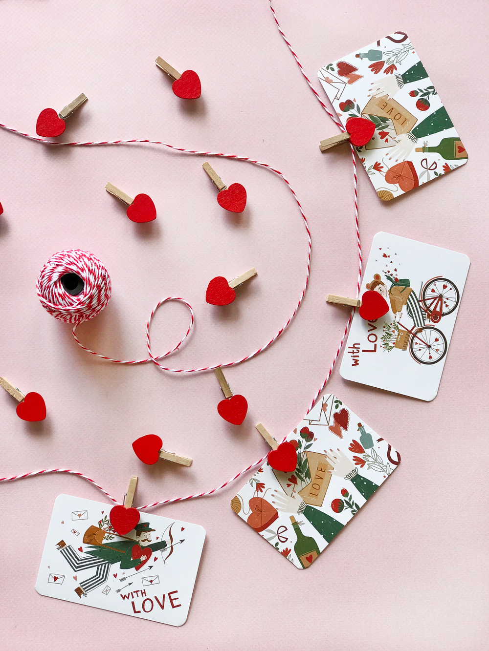 Декоративные  прищепки с сердечками 3 см - 10 шт