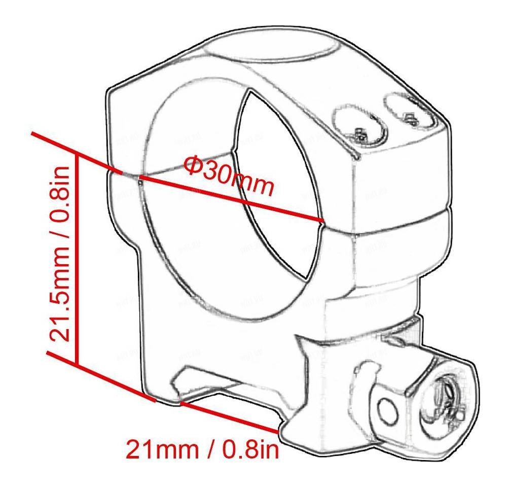 Кольца VECTOR Mark Low на базу Picatinny, ø30 мм (4 винта), BH=8 мм