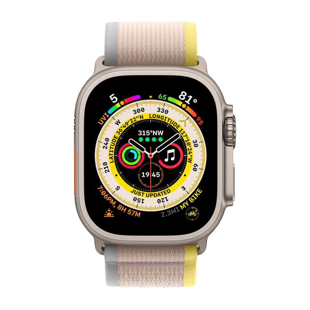 Умные часы Apple Watch Ultra GPS + Cellular, 49mm, Trail Loop S/M, Yellow/Beige (Желтый / Бежевый)