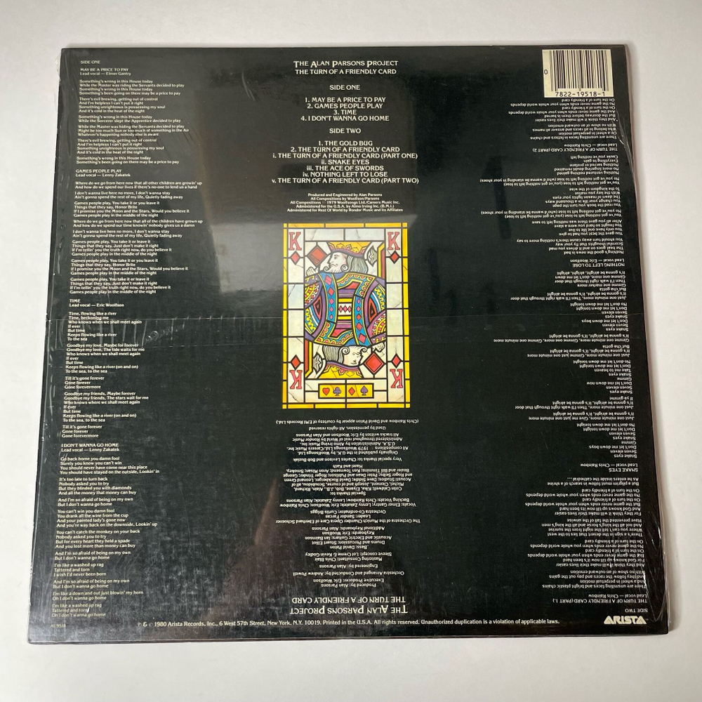 Винтажная виниловая пластинка LP The Alan Parsons Project The Turn Of A Friendly Card (USA 1980)