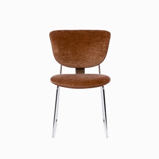 Обеденный стул Murten мягкая терракотовая обивка, металлический каркас хром