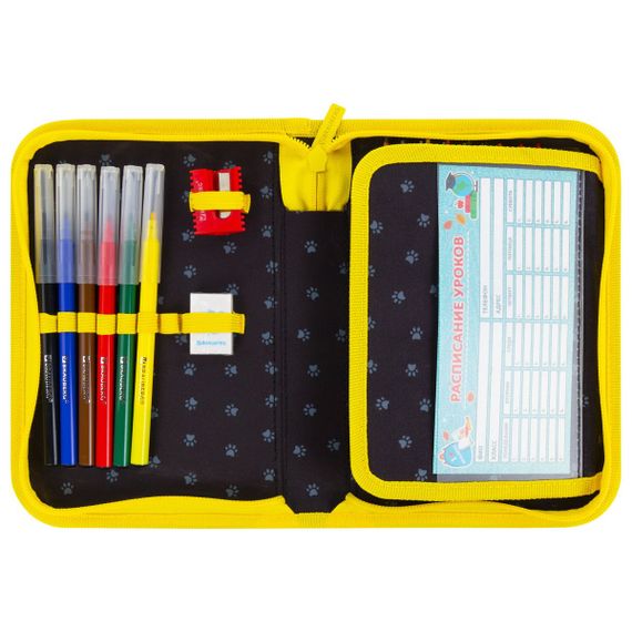 Penal \ Пенал \ Pencil case Пенал BRAUBERG с наполнением, 1 отделение, 1 откидная планка, 24 предмета, 21х14 см, "Anime movie"