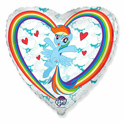 Шар фольга (18''/46 см) Сердце, Пони в облаках, 1 шт.