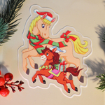 Наклейка на стекло "Лошадка с пони" 15*20см