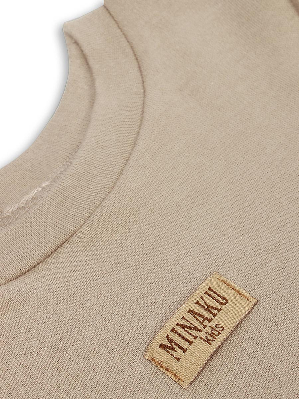 Костюм для девочек (свитшот, шорты) бежевый, р.110 (MINAKU)