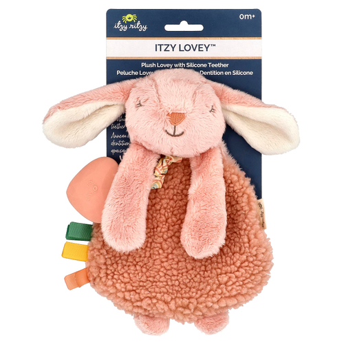 itzy ritzy, Itzy Lovey ™, Plush Lovey With силиконовые прорезыватели, для детей от 0 месяцев, Ana The Bunny, 1 прорезыватель для зубов