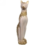 Статуэтка из гипса «Кошка Сфинкс» 48см кракелюр бежевая