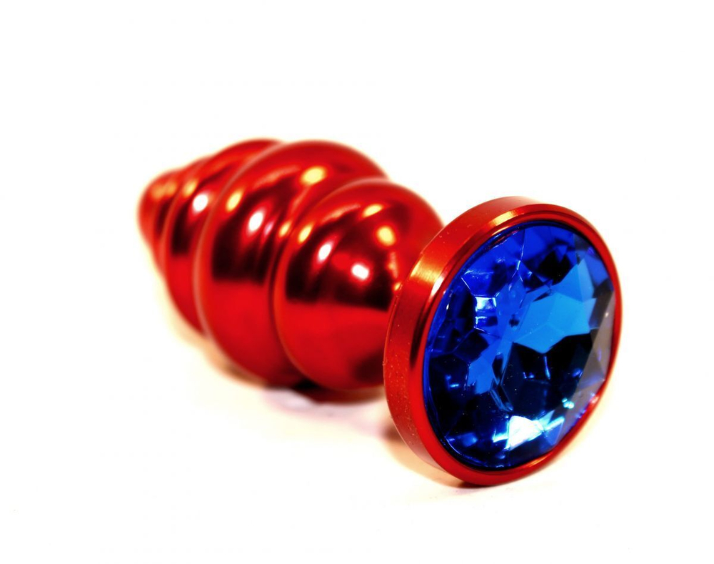 Красная фигурная пробка с синим стразом - 7,3 см. (Цвет: синий)