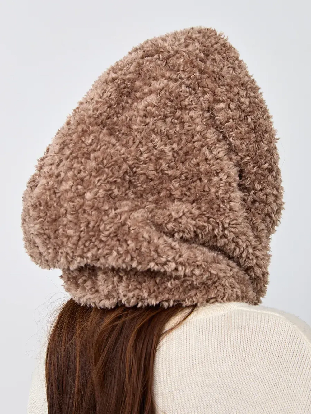 Капор зимний вязаный капюшон на флисе