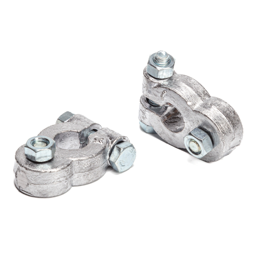 Клеммы АКБ (+/-) свинцовые, болт глухой под гайку М8-М8