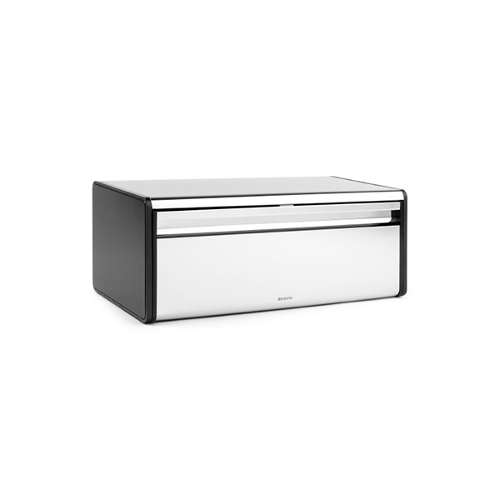 Хлебница Brabantia с откидной крышкой полированная сталь вид сбоку