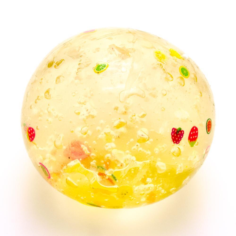 Лизун шар 7 см с шариками и фруктами внутри 4 цвета микс пак