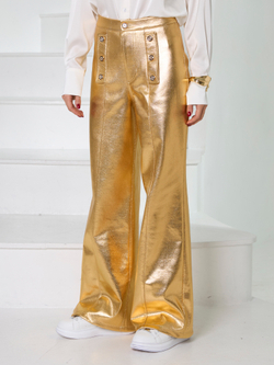 Брюки праздничные для девочки с эффектом металлик золото