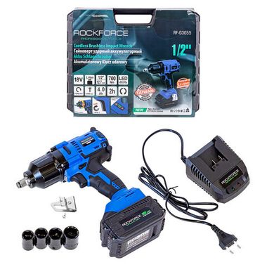 Гайковерт ударный аккумуляторный 1/2' (18V 4.0AH LI-ION, 700Нм) RockForce##Rock FORCE RF-03055