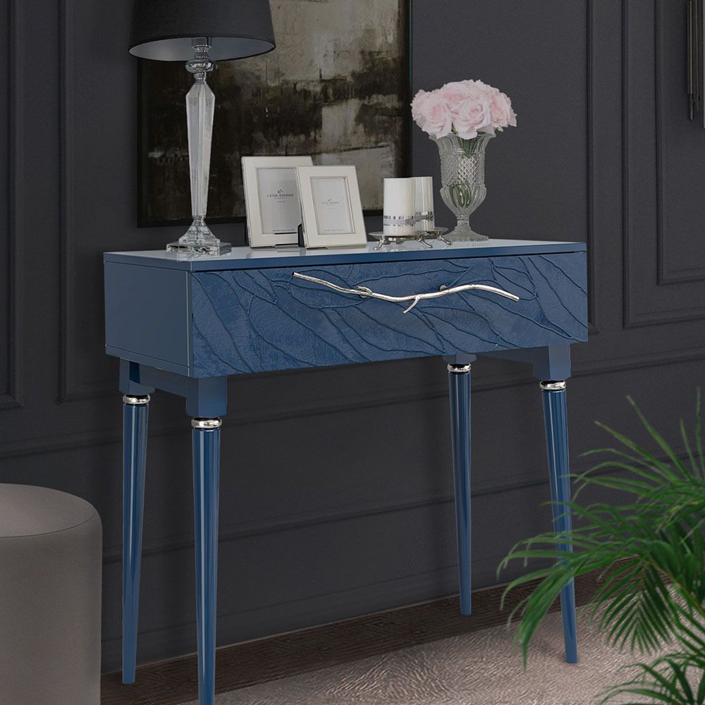 Консоль Арт Колор leaves Классик Сильвер Королевский синий