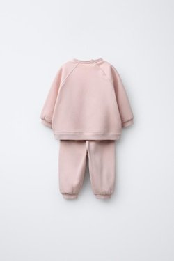 ZARA КОМПЛЕКТ ИЗ ТОЛСТОВКИ И БРЮК-ДЖОГГЕРОВ, ЦВЕТ РОЗОВОГО ДЕРЕВА