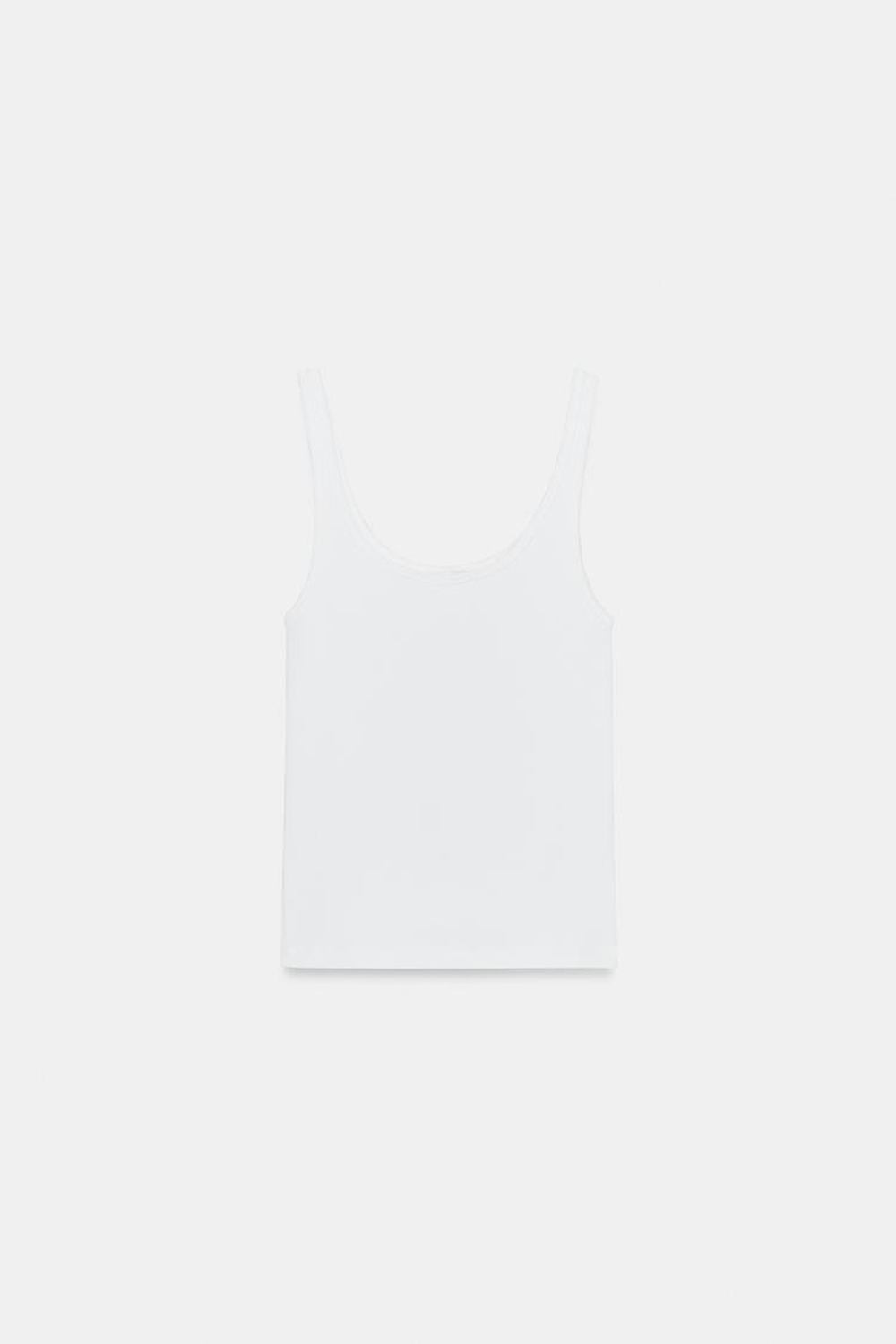 ZARA МАЙКА НА БРЕТЕЛЯХ, БЕЛЫЙ