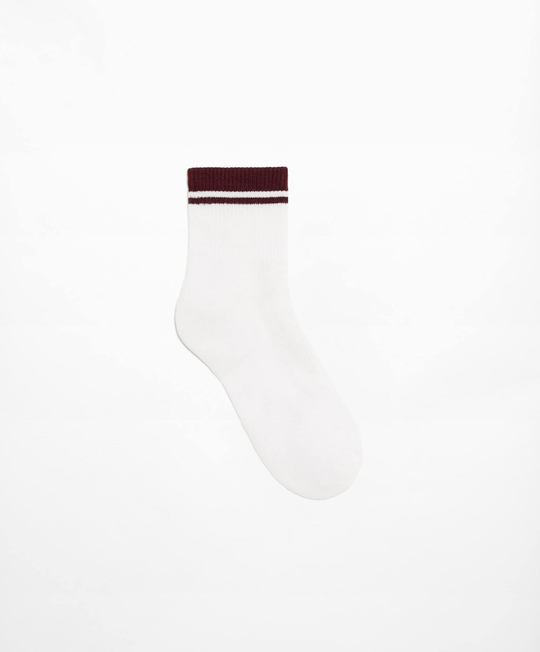 OYSHO Короткие спортивные носки из смесового хлопка в рубчик с полосками, бордовый