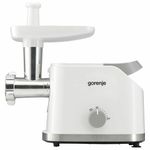 Мясорубка GORENJE MG1802SJW, 1800 Вт, производительность 2,1 кг/мин, 7 насадок, реверс, белый